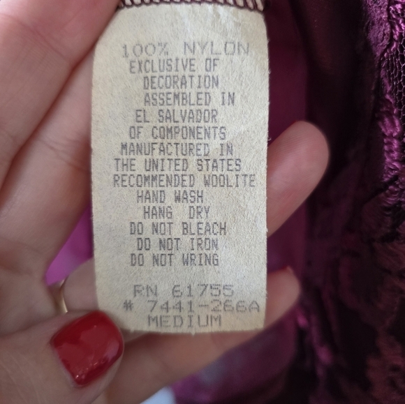 Vintage Lingerie Top With Matching Cover Up Maroon Lace Bows Size M - Picture 6 of 6